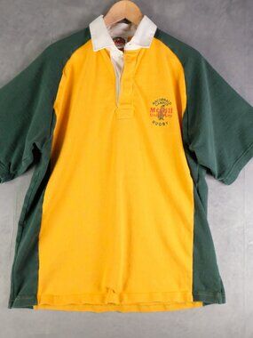Barbarian Rugby Polo Mens Xxl 2Xl Yellow Green Raglan Heavyweight Knit  McGill